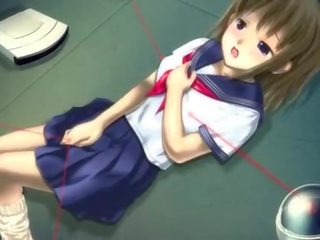 Anime babe dalam sekolah pakaian seragam melancap faraj