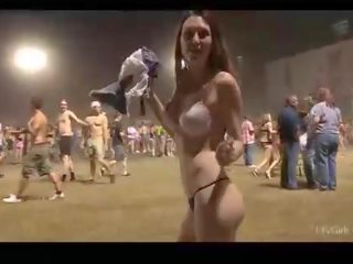 Meghan athletic amateur brunette undressing and walking in underwear and naked outdoors and in public