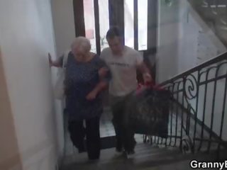 Picking up and fucking blonde granny from behind