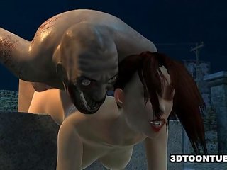 Uly emjekli 3d multik stunner getting fucked hard by a zombi