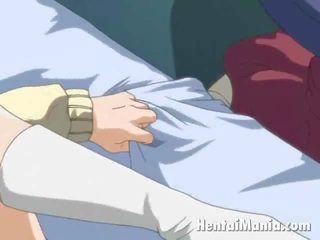 Miellyttävä anime äkäpussi saaminen vaaleanpunainen kalju kusipää nuolaisi mukaan hänen beau