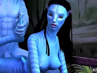 Avatar honning anal knullet av stor blå stikk