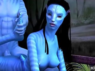 Avatar 蜂蜜 アナル ファック バイ 巨大な 青 刺します