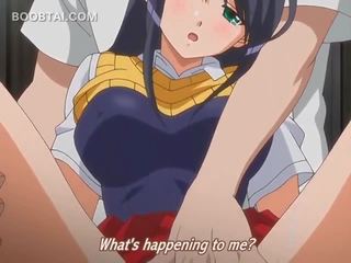 Excited hentai darling getting her squirting cunt teased