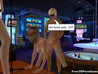 Superior 3D cartoon blonde stripper gets fucked hard