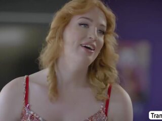 Passionate cutie lets her TS redhead schoolgirl to fuck her wet pussy